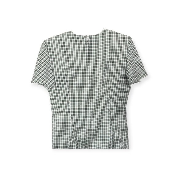 Vintage Green Plaid Short Sleeve Button-Down Midi Dress By Kathie Lee SZ 8 - Picture 7 of 8